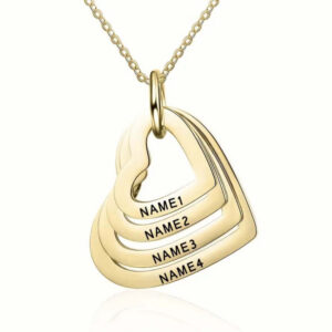 Personalized Heart Necklace Engraved with Family's