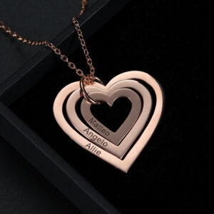 Personalized Heart Necklace Engraved with Family's