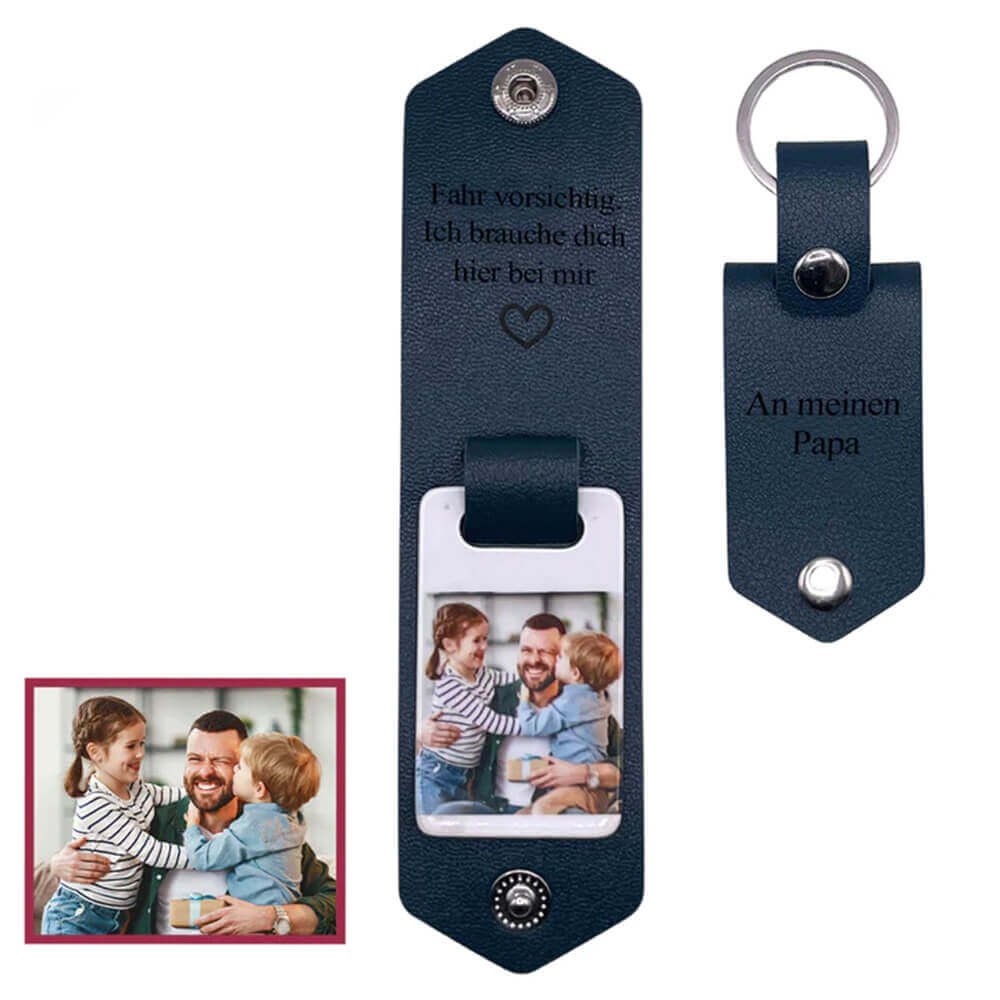 Personalized Leather Keychain with Picture and Tex