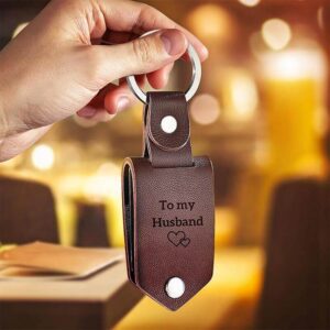 Personalized Leather Keychain with Picture and Tex