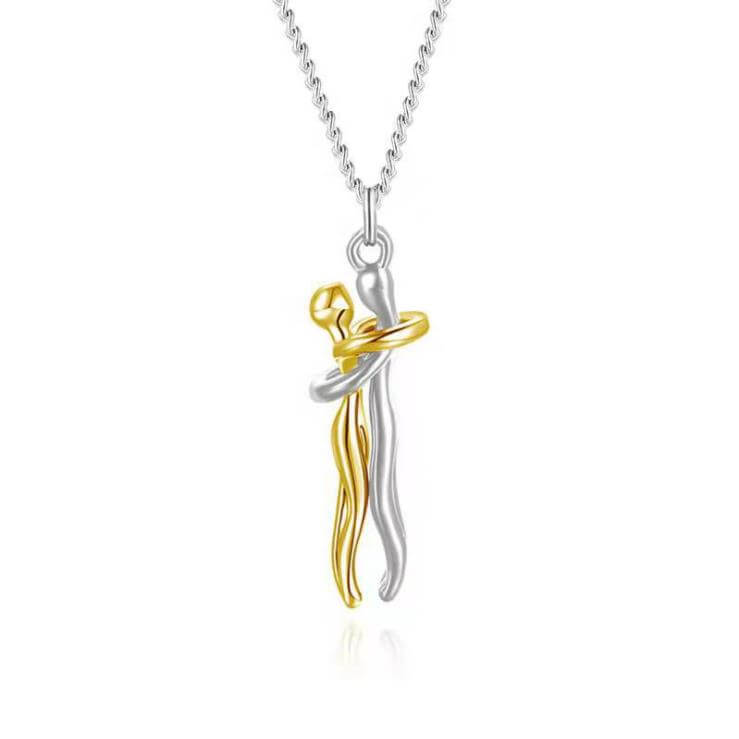 Couple Hugging Pendant Necklace