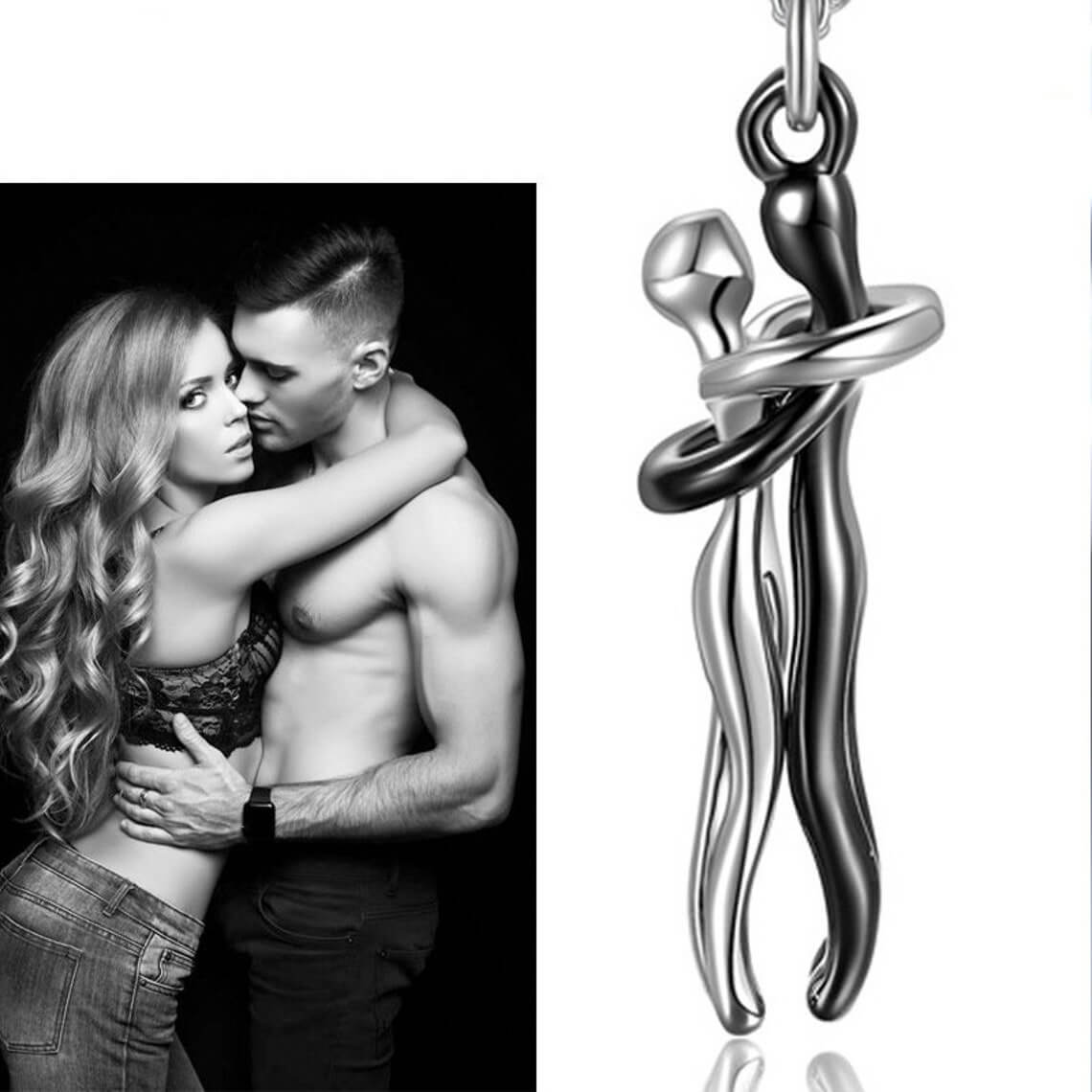 Couple Hugging Pendant Necklace