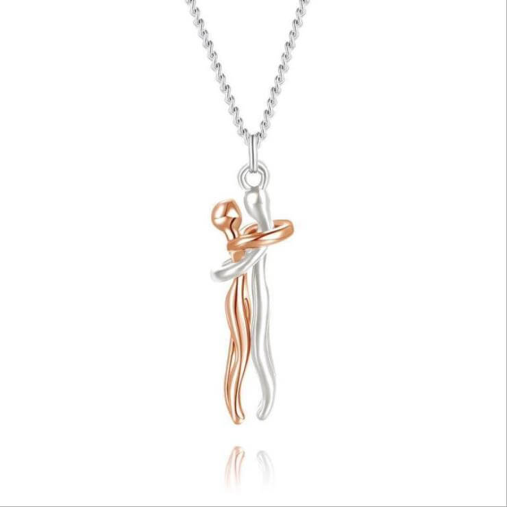 Couple Hugging Pendant Necklace
