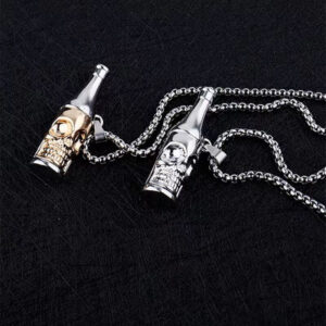 Skull Bottle beer Corkscrew Necklaces