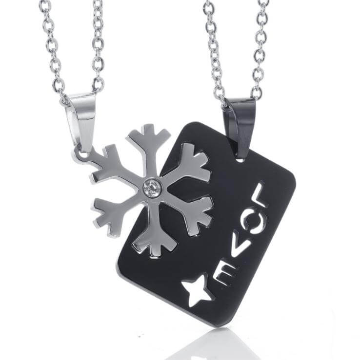 Snowflake Love Matching Necklaces