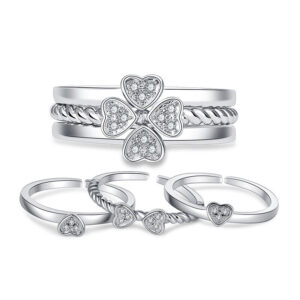 Three In One Four Leaf Clover Rings for BFF