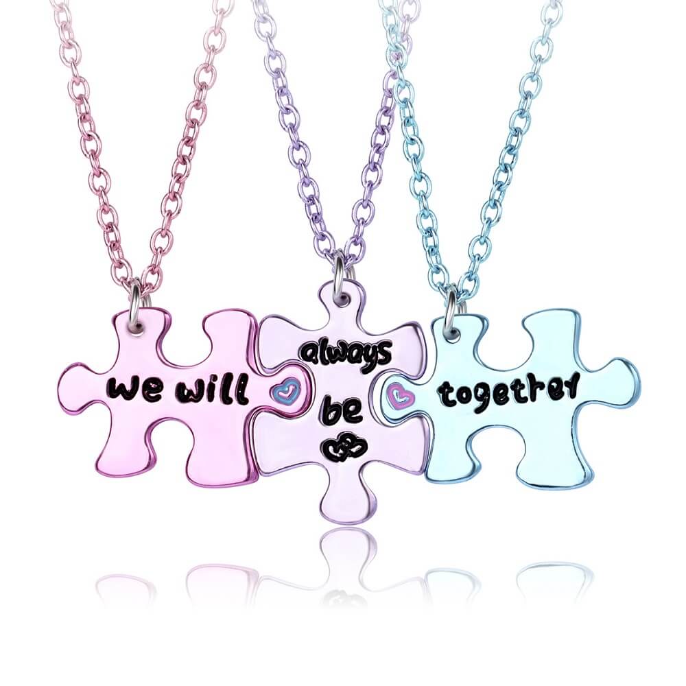 Tri-BFF Puzzle Necklaces We'll Always Be Together