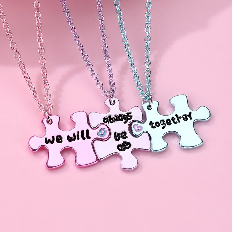 Tri-BFF Puzzle Necklaces We'll Always Be Together