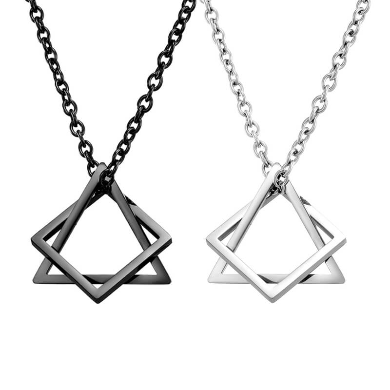 Triangle and Square Combination Necklace Couple Gi