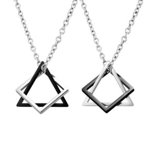 Triangle and Square Combination Necklace Couple Gi
