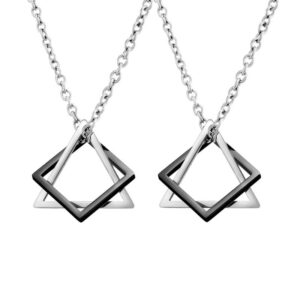 Triangle and Square Combination Necklace Couple Gi