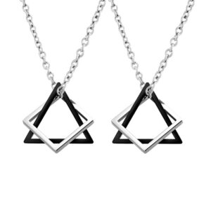 Triangle and Square Combination Necklace Couple Gi