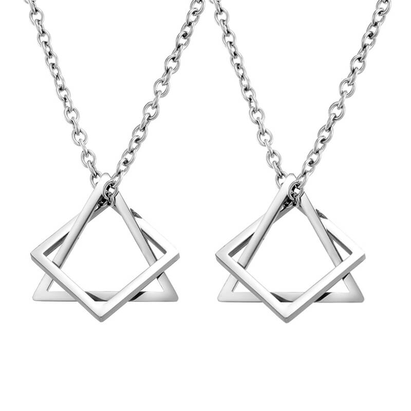 Triangle and Square Combination Necklace Couple Gi