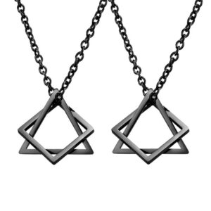 Triangle and Square Combination Necklace Couple Gi