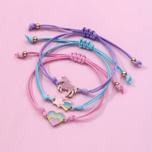 Unicorn-Rainbow-Heart Children's Bracelet Three-Pi