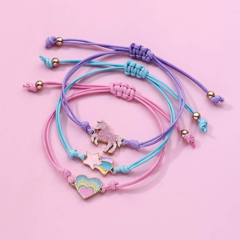 Unicorn-Rainbow-Heart Children's Bracelet Three-Pi