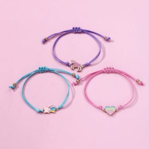 Unicorn-Rainbow-Heart Children's Bracelet Three-Pi
