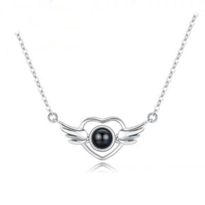 Heart and Wings Necklace with I Love You in 100 La