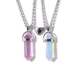 Crystal Pendant Necklaces with Magnetic Heart Clas