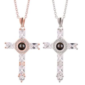 Cross Necklace with Lords Prayer Inside