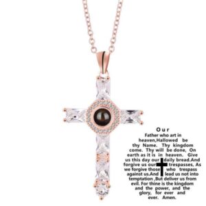 Cross Necklace with Lords Prayer Inside