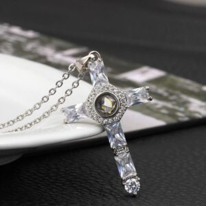 Cross Necklace with Lords Prayer Inside
