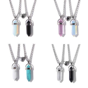Crystal Pendant Necklaces with Magnetic Heart Clas
