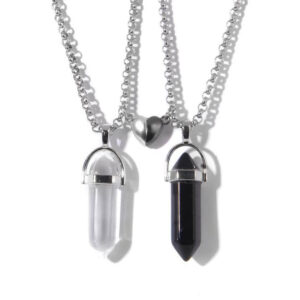 Crystal Pendant Necklaces with Magnetic Heart Clas
