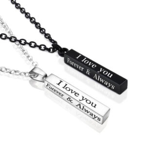 I Love You Forever & Always Couple Necklaces