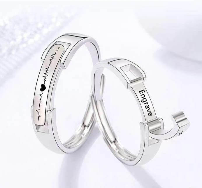 2Pcs Name Engraved Rings for Couples
