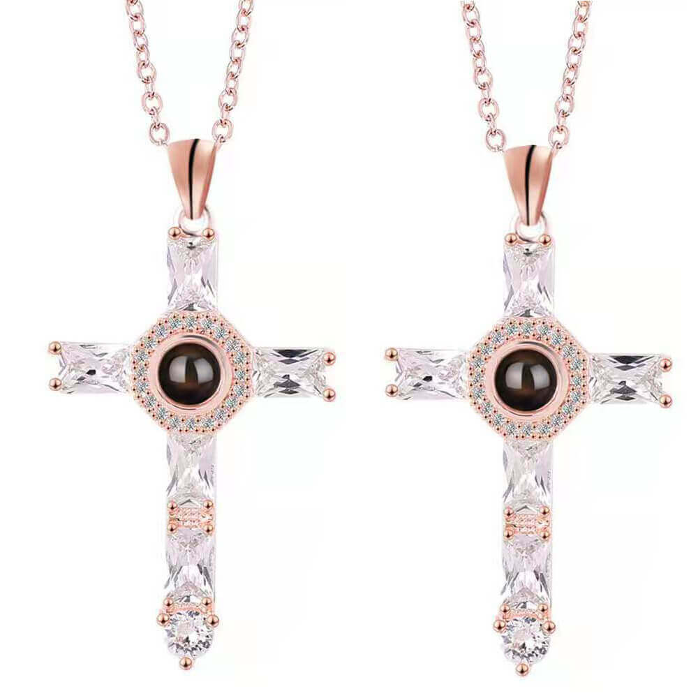 Cross Necklace with Lords Prayer Inside