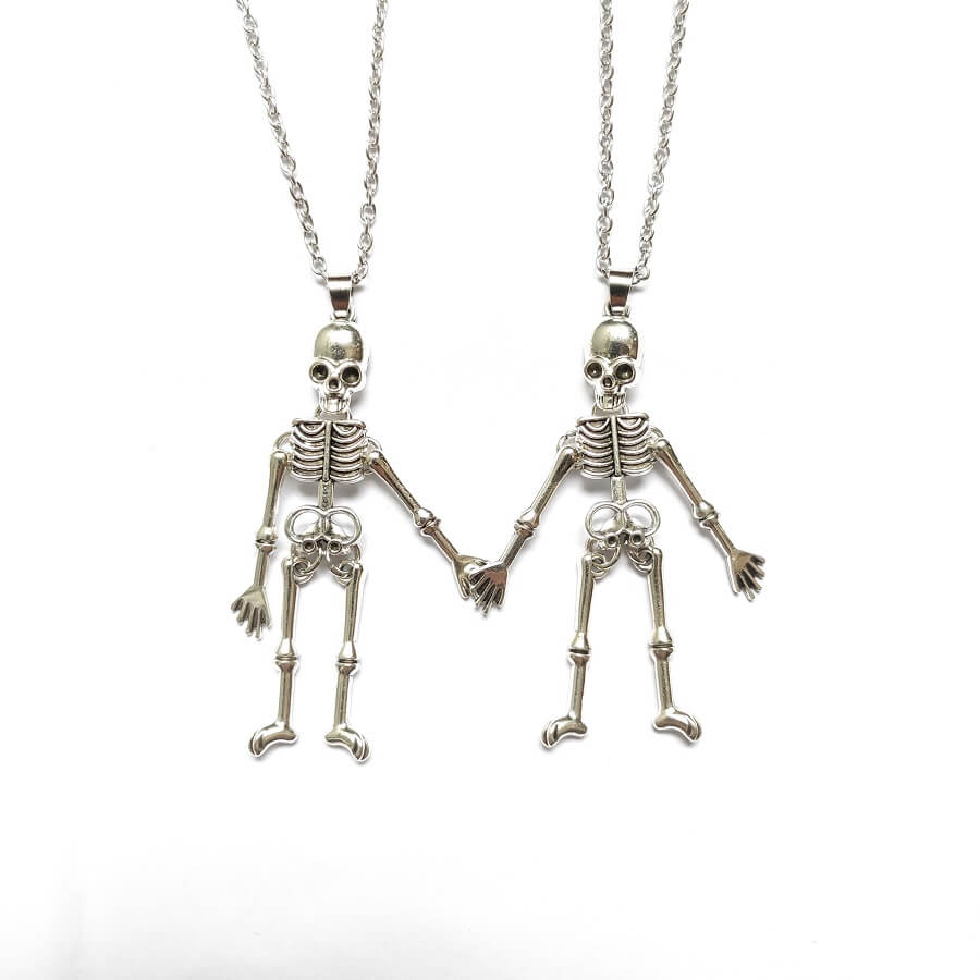 Together Until Death Skeleton BFF Necklace
