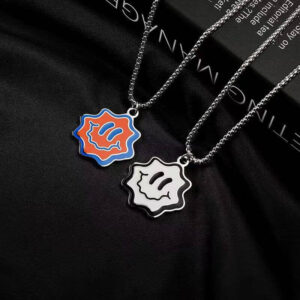 Smiley Face Pendant Necklace 2pcs
