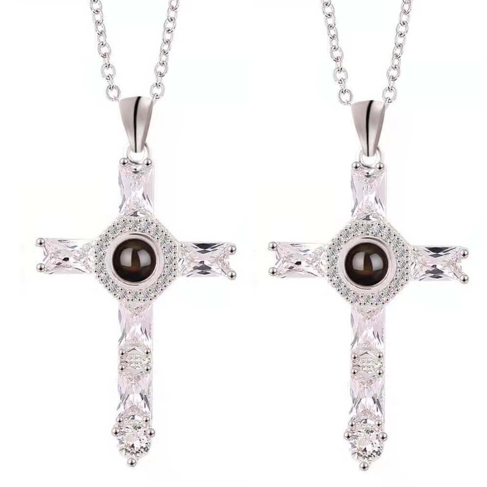 Cross Necklace with Lords Prayer Inside